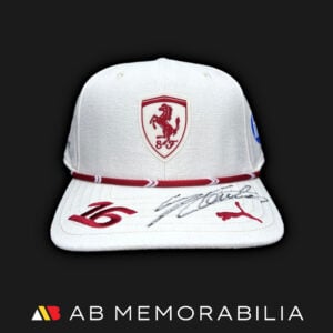 Charles Leclerc 2026 Monaco Cap signed. Personal cap with not for sale Ferrari tag. Very rare Puma Pro Athlete Exclusive for Charles Leclerc and not for sale to public. Autographed on peak, incredible Charles Leclerc X Ferrari Memorabilia
