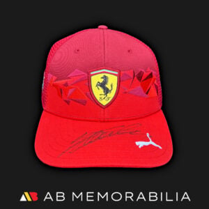 Charles Leclerc Autograph on Personal bespoke tailored cap for 2025 Las Vegas Grand Prix signed autographed. Ferrari and Puma 20 Year anniversary