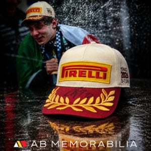 Kimi Antonelli memorabilia - Monaco Race winning Pirelli podium cap. Signed Kimi Antonelli Mercedes F1