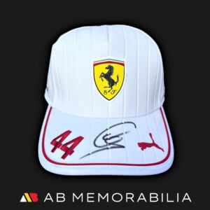 Lewis Hamilton signature on 2025 Miami Cap Ferrari F1