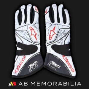 Michael Schumacher Original The Stig gloves from 2009 Top Gear with Jeremy Clarkson. Driving Ferrari FXX. Genuine Signed by Michael Schumacher