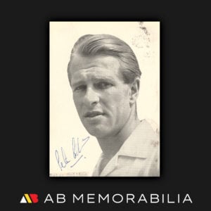 Peter Collins autograph on official Scuderia Ferrari Factory Issued portrait driver postcard, British Formula One driver Ferrari 1956–1958, Nürburgring 1958 fatal crash legend