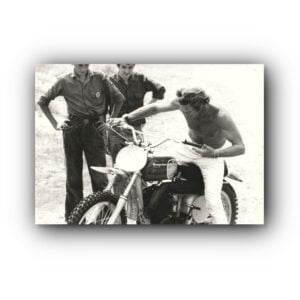 Steve McQueen Original Photographic Production Still - 'On Any Sunday' - Starting Husqvarna 400 Cross Motorcycle