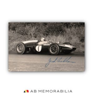 Vintage photograph signed by Jack Brabham Cooper Climax T53. Brabham autograph memorabilia