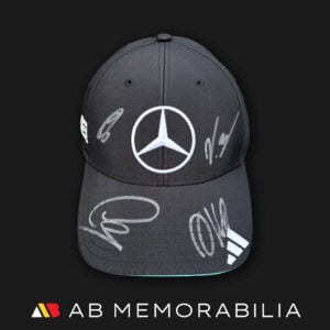 Lewis Hamilton Kimi Antonelli George Russell Valtteri Bottas signed Mercedes F1 memorabilia cap autograph